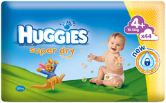 Pieluszki Huggies Super Dry 4+ 10-16kg 