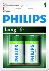 Baterie Philips Long Life r14 c(1,5v)