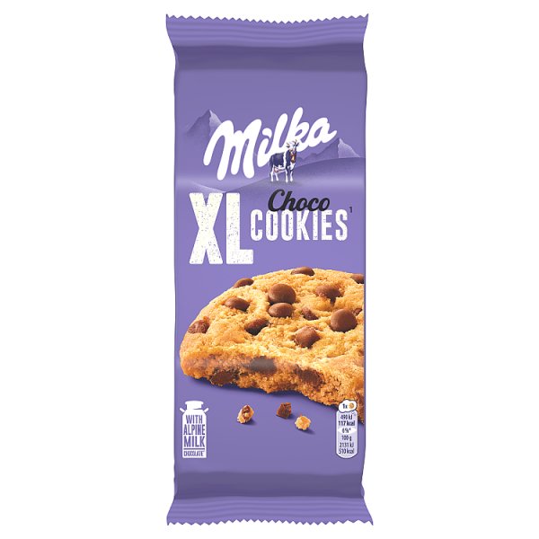 Milka XL Cookies Choco Ciastka z kawałkami czekolady mlecznej 184 g