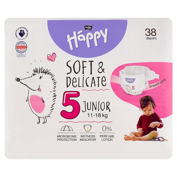 Bella Baby Happy Pieluszki jednorazowe 5 junior 11-18 kg 38 sztuk