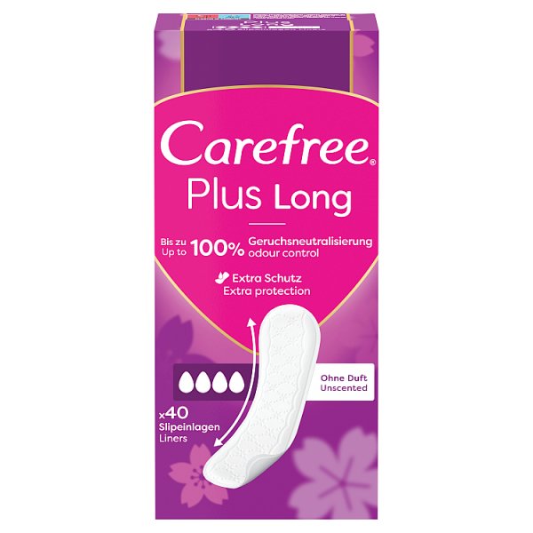 Carefree Plus Long Wkładki higieniczne bezzapachowe 40 sztuk