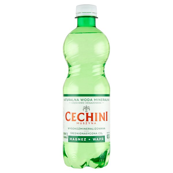Cechini Muszyna Naturalna woda mineralna wysokozmineralizowana średnionasycona CO₂ 0,5 l