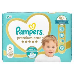 Pampers Premium Care Size 6, Nappy x38, 13kg-18kg