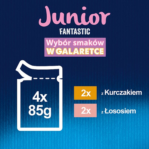 Felix Fantastic Junior Karma dla kociąt wybór smaków w galaretce 340 g (4 x 85 g)