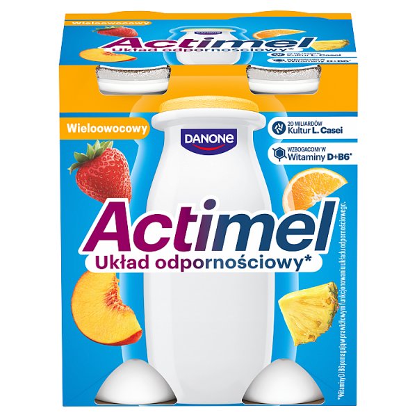 Actimel Napój jogurtowy o smaku wieloowocowym 400 g (4 x 100 g)