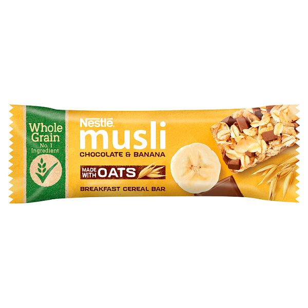 Nestlé Musli Chocolate &amp; Banana Płatki śniadaniowe w formie batonika 35 g