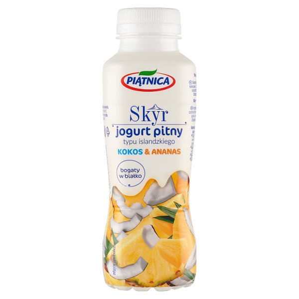 Piątnica Skyr jogurt pitny typu islandzkiego kokos &amp; ananas 330 ml