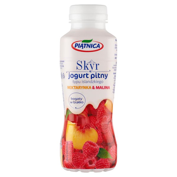Piątnica Skyr jogurt pitny typu islandzkiego nektarynka &amp; malina 330 ml