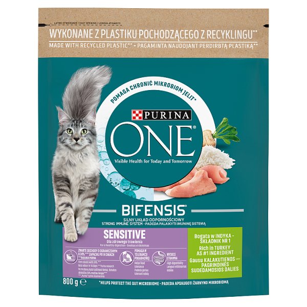 PURINA ONE Bifensis Sensitive Karma dla kotów bogata w indyka 800 g