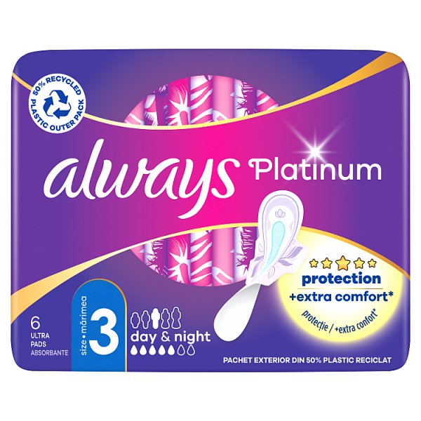 Always Platinum Podpaski ze skrzydełkami Day &amp; Night, 6 sztuk