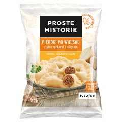 Proste Historie Pierogi po wiejsku z pieczarkami i mięsem 450 g