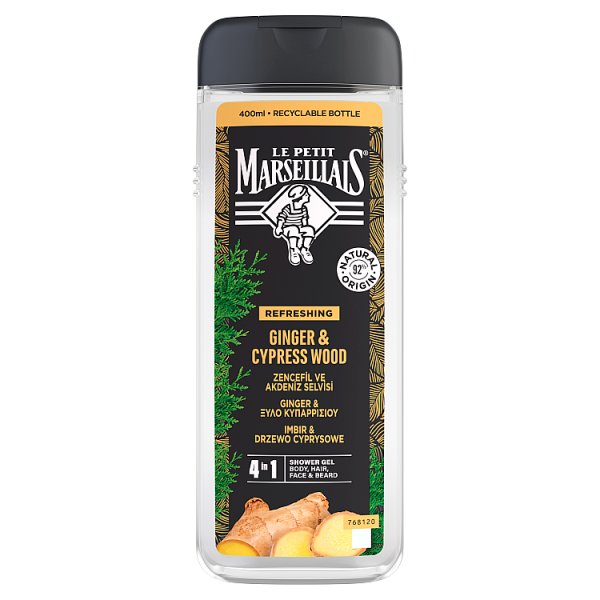Le Petit Marseillais Żel pod prysznic dla mężczyzn imbir &amp; drzewo cyprysowe 400 ml