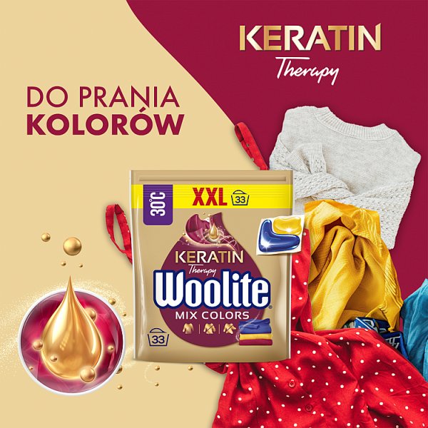 Woolite Keratin Therapy Kapsułki do prania do kolorów 660 g (33 prania)