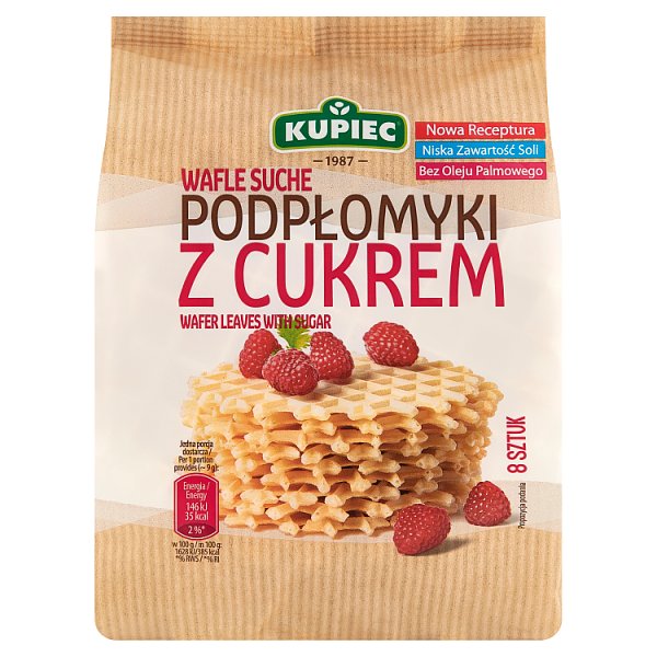 Kupiec Wafle suche podpłomyki z cukrem 70 g (8 sztuk)