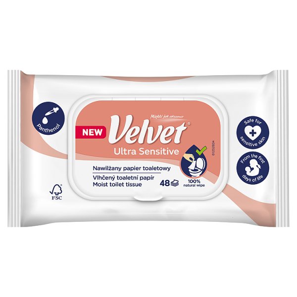 Velvet Ultra Sensitive Nawilżany papier toaletowy 48 sztuk
