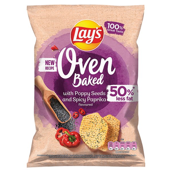 Lay&#039;s Oven Baked Pieczone formowane chipsy ziemniaczane z makiem o smaku ostrej papryki 110 g