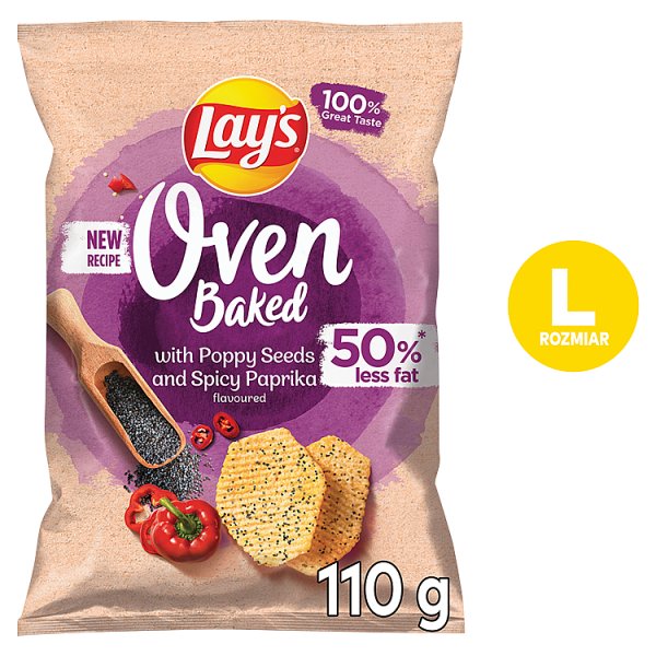Lay&#039;s Oven Baked Pieczone formowane chipsy ziemniaczane z makiem o smaku ostrej papryki 110 g