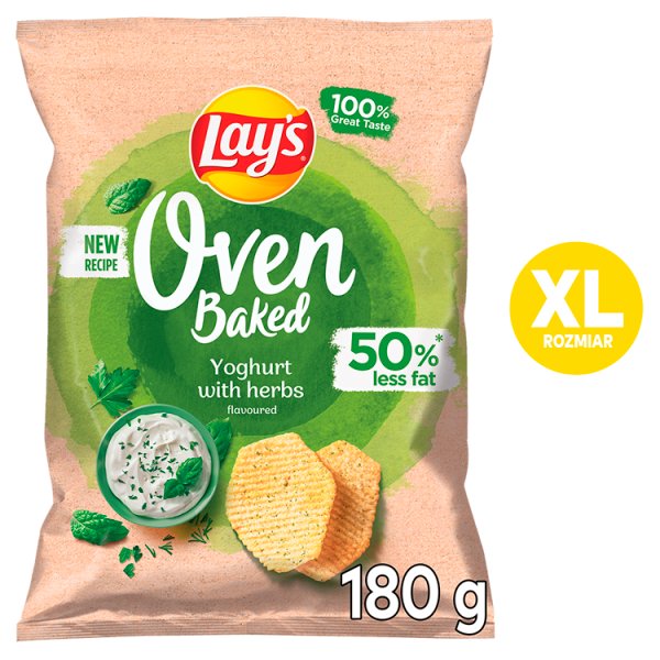 Lay&#039;s Oven Baked Pieczone formowane chipsy ziemniaczane o smaku jogurtu z ziołami 180 g