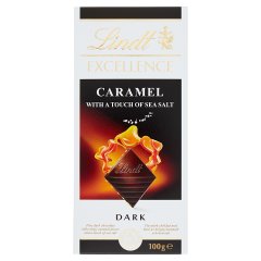 Lindt Excellence Gorzka czekolada z chrupiącymi kawałkami karmelu i odrobiną soli morskiej 100 g