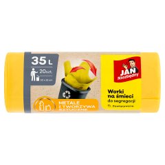 Jan Niezbędny Worki na śmieci do segregacji zawiązywane metale i tworzywa sztuczne 35 l 20 sztuk
