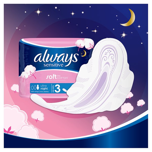 Always Platinum Podpaski ze skrzydełkami Secure Night, 14 sztuk