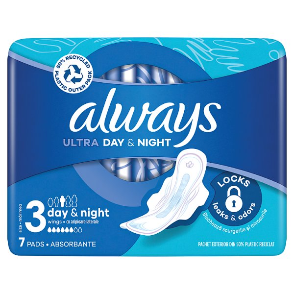 Always Ultra Day &amp; Night (Rozmiar 3) Podpaski Ze skrzydełkami 7 sztuk