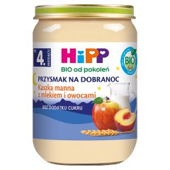 HiPP BIO Przysmak na Dobranoc Kaszka manna z mlekiem i owocami po 4. miesiącu 190 g