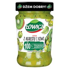 Łowicz Dżem z agrestu i kiwi o obniżonej zawartości cukrów 280 g