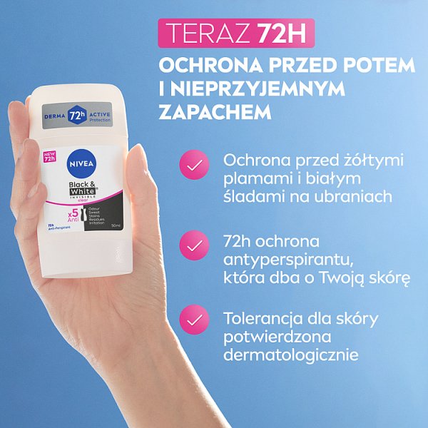 Nivea Black &amp; White Clear Antyperspirant w sztyfcie 50 ml