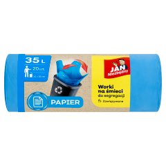 Jan Niezbędny Worki na śmieci do segregacji zawiązywane papier 35 l 20 sztuk