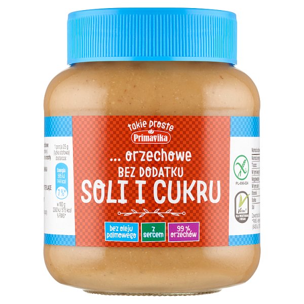 Primavika Pasta orzechowa bez dodatku soli i cukru 350 g