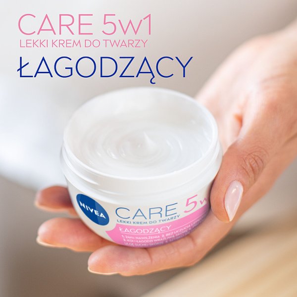 Nivea Care 5w1 Łagodzący Lekki krem do twarzy dla cery suchej i wrażliwej 100 ml