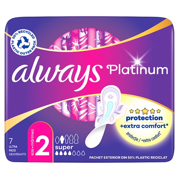 Always Platinum Podpaski ze skrzydełkami Super, 7 sztuk