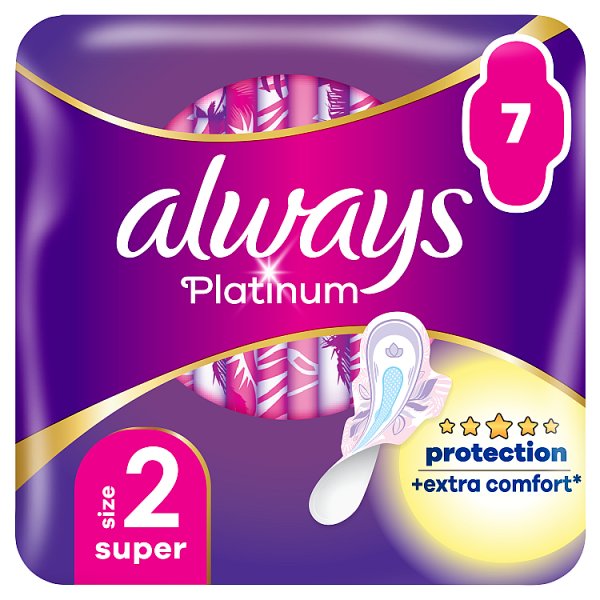 Always Platinum Podpaski ze skrzydełkami Super, 7 sztuk