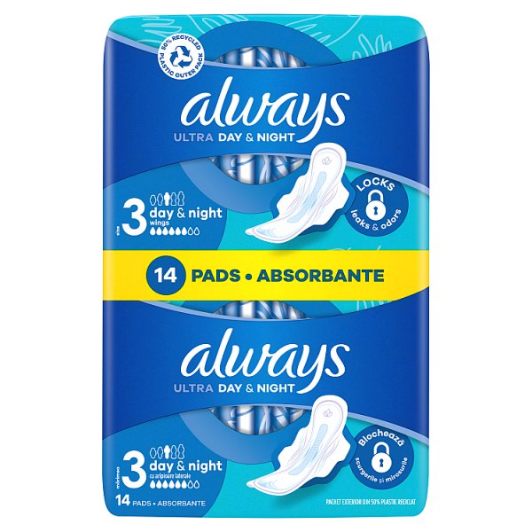 Always Ultra Day &amp; Night (Rozmiar 3) Podpaski Ze skrzydełkami 14 sztuk