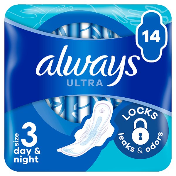 Always Ultra Day &amp; Night (Rozmiar 3) Podpaski Ze skrzydełkami 14 sztuk