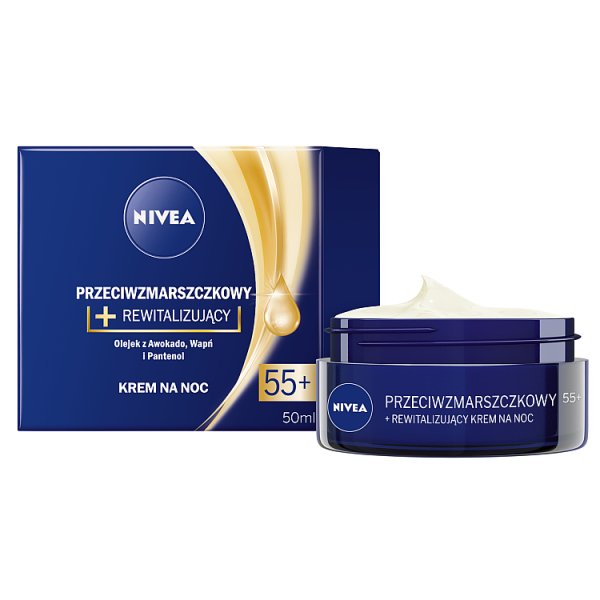 Nivea Przeciwzmarszczkowy + Rewitalizujący krem na noc 55+ 50 ml