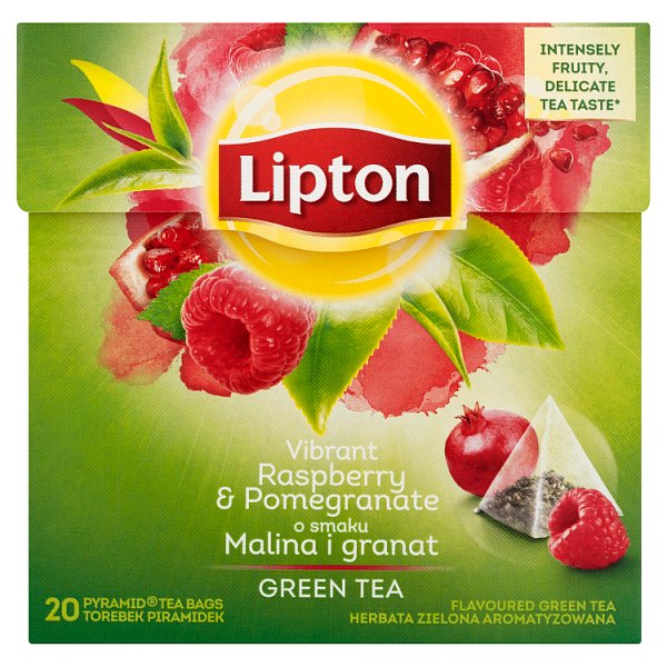 Lipton o smaku Malina i granat Herbata zielona aromatyzowana 28 g (20 torebek)