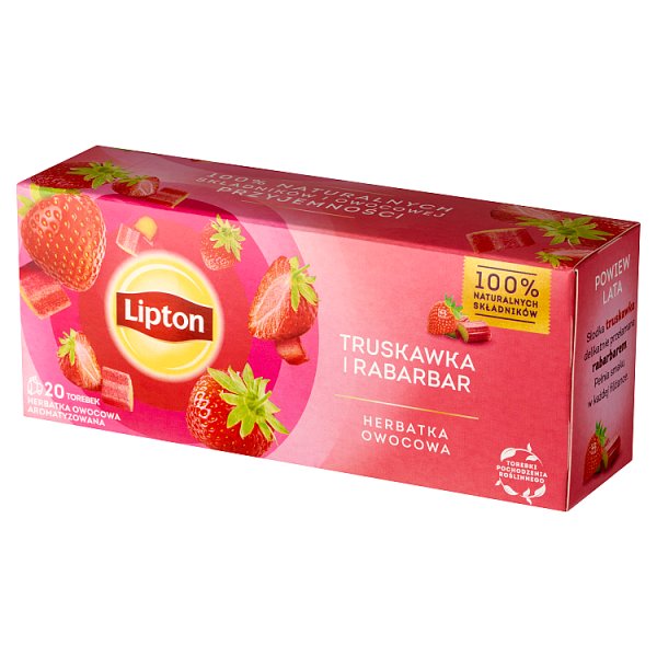 Lipton Herbatka owocowa truskawka i rabarbar 32 g (20 torebek)