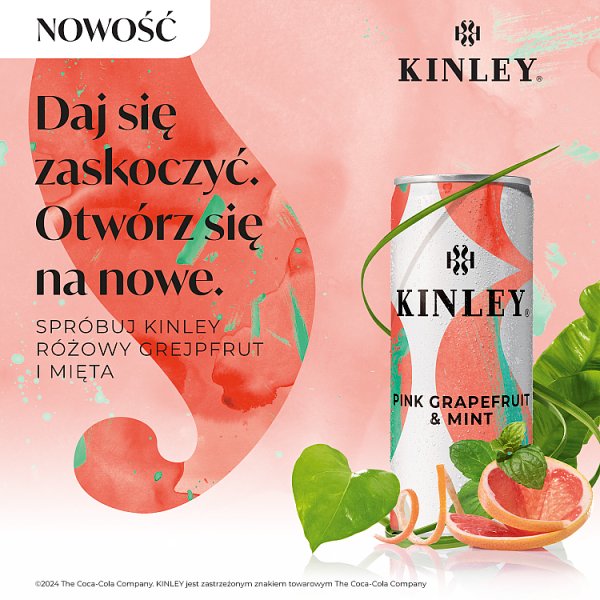 Kinley Pink Grapefruit &amp; Mint Napój gazowany 250 ml