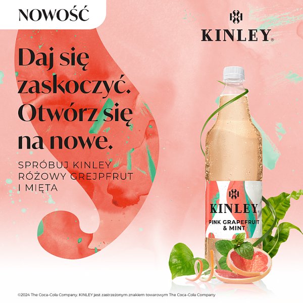 Kinley Pink Grapefruit &amp; Mint Napój gazowany 1 l