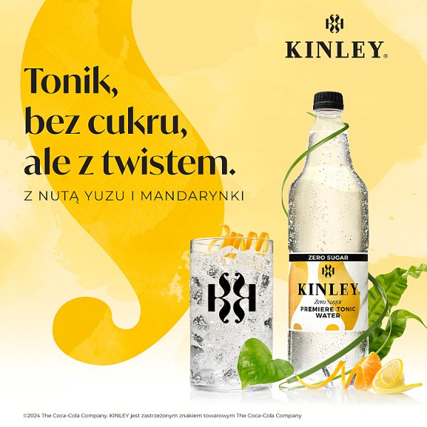 Kinley Zero Sugar Premiere Tonic Water Napój gazowany 1 l