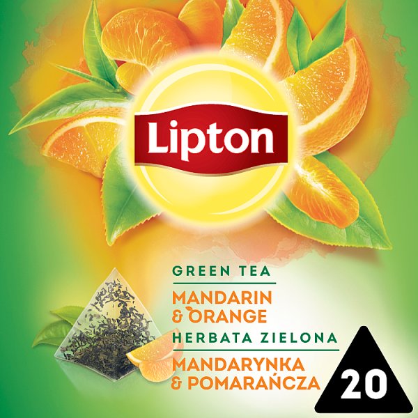 Lipton Herbata zielona mandarynka &amp; pomarańcza 36 g (20 torebek)