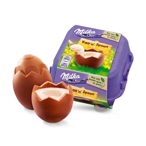 Milka Egg &#039;n&#039; Spoon Milk Creme Czekolada mleczna 136 g (4 x 34 g)