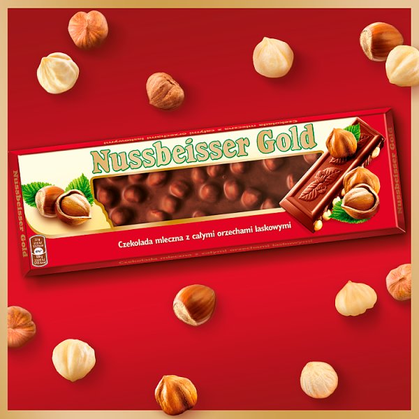 Nussbeisser Czekolada mleczna z całymi orzechami laskowymi 220 g