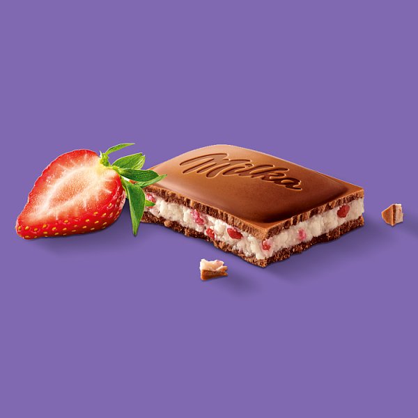 Milka Czekolada mleczna z nadzieniem o smaku truskawkowym 100 g