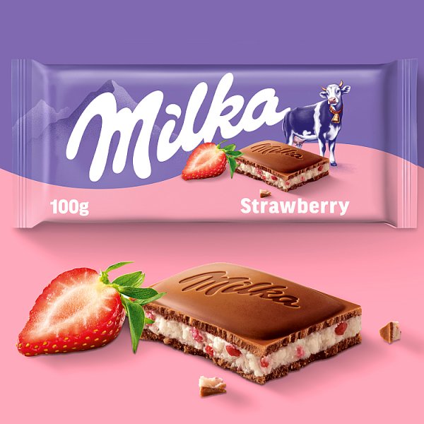 Milka Czekolada mleczna z nadzieniem o smaku truskawkowym 100 g