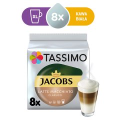 Tassimo Jacobs Latte Macchiato Classico Kawa mielona 8 kapsułek i mleko 8 kapsułek 264 g