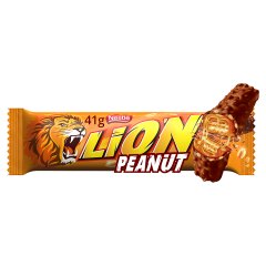 Lion Peanut Nadziewany wafel z karmelem płatkami pszennymi oblany czekoladą mleczną 41 g