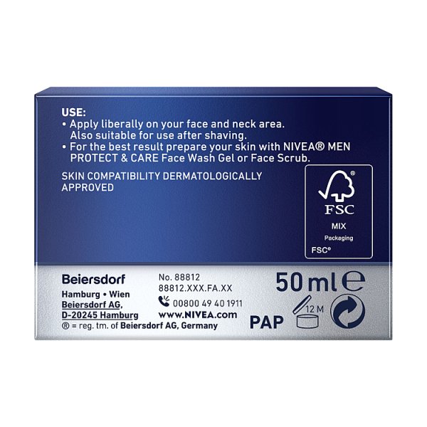 Nivea MEN Protect &amp; Care Nawilżający Krem DO Twarzy DLA Mężczyzn 50 ml